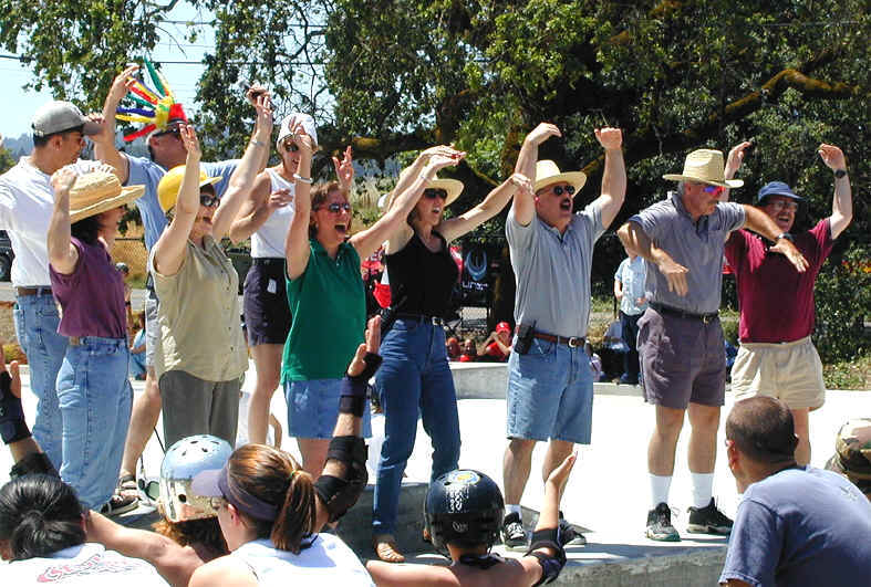 Park builders dance YMCA!