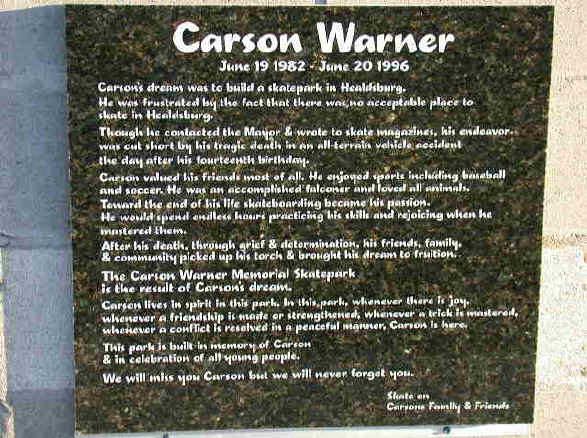 Carson's Plaque